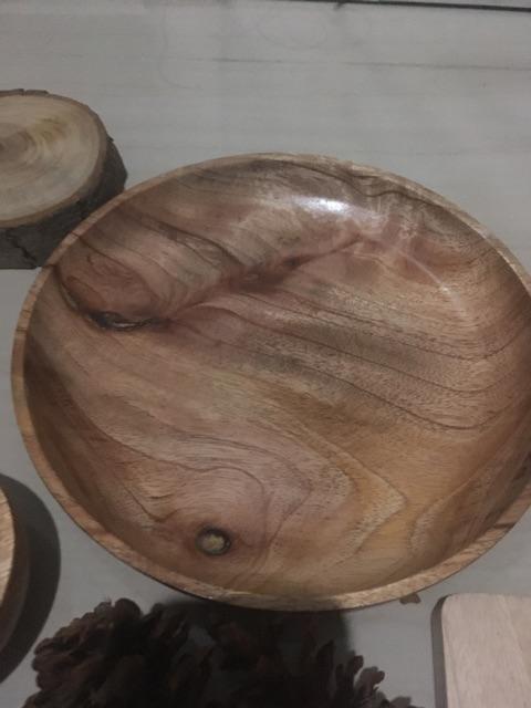 Piring Liuk Paket Kayu Mahoni ( Piring 20cm, Coaster Hexagon, Sendok Mahoni, Sumpit Mahoni)