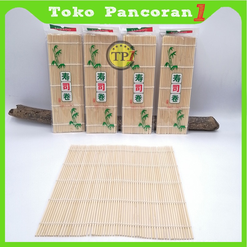 Tikar Penggulung Sushi Bamu / Sushi Bamboo Mat Roller Mat / Alat Membuat Sushi / Rollermat/ Bamboomat/ MANJUN Nori Sushi 5 lembar