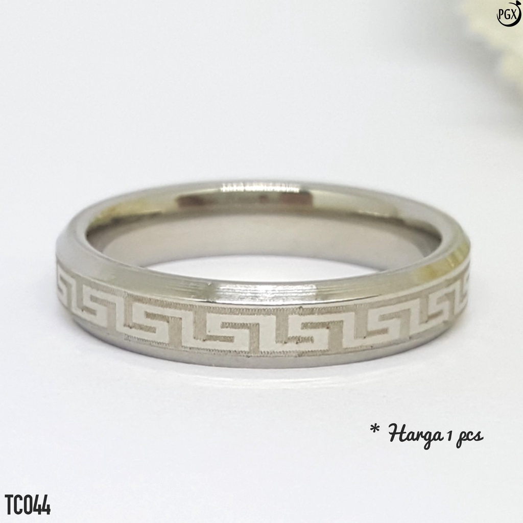 PGX Cincin Titanium Couple Silver Tunangan Aksesoris Fashion Perhiasan Anti Karat - TC044