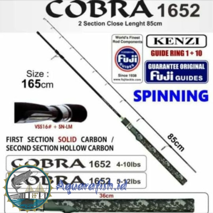 joran pancing Joran kenzi cobra 165 cm 4-10 carbon ring full fuji joran pancing murah