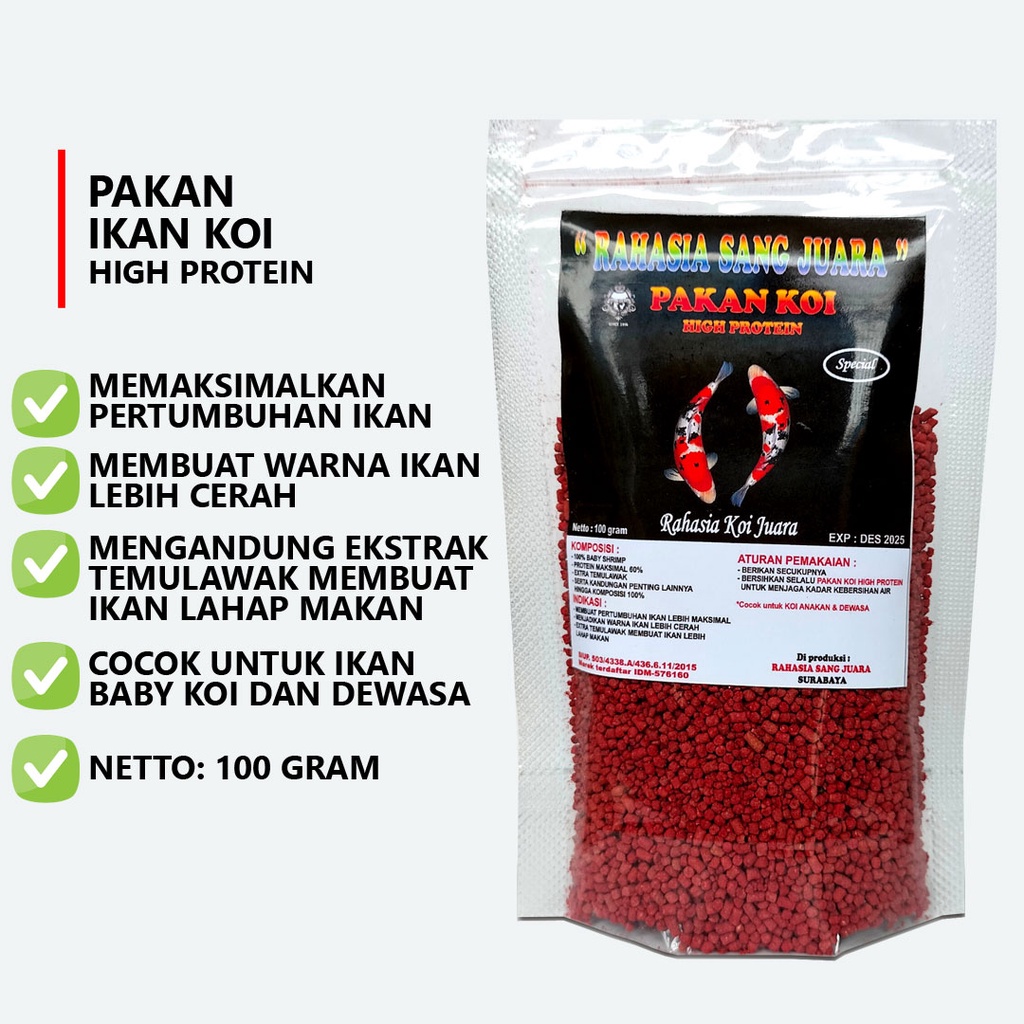 PAKAN KOI MAKANAN IKAN KOI PROTEIN TINGGI MENINGKATKAN PERTUMBUHAN DAN WARNA LEBIH CERAH