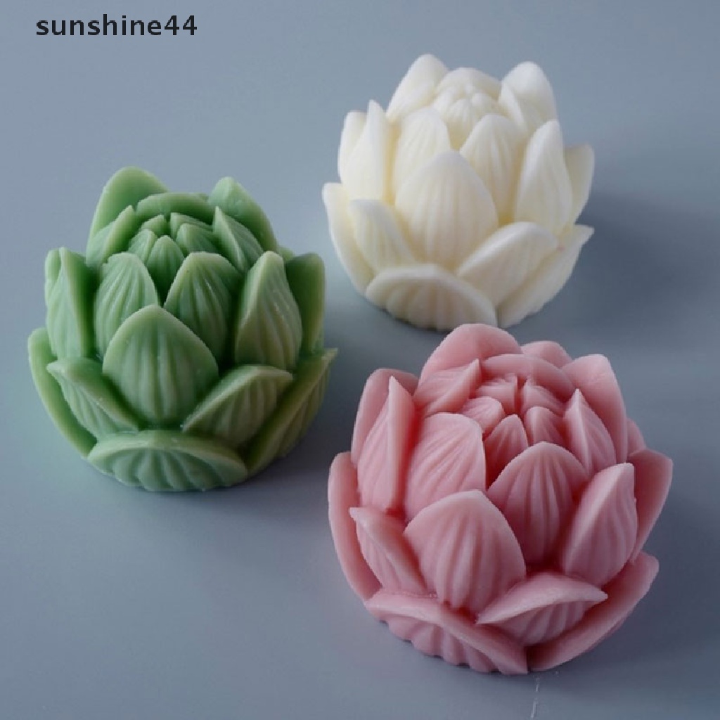 Sunshine Cetakan Sabun DIY Bentuk Bunga Teratai 3D Bahan Silikon