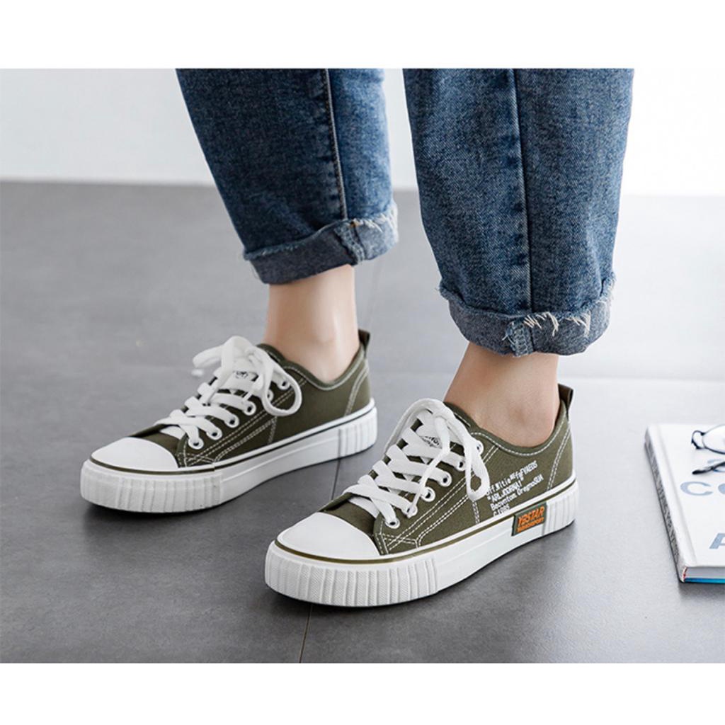 {COD/BAYAR DITEMPAT} DF-533 Sepatu Wanita Sneakers Tali Kanvas Model Terbaru 2022 Trendy dan Elegan