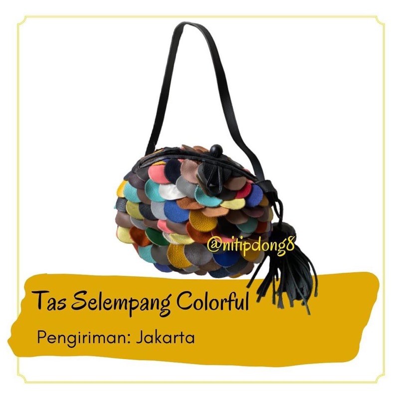 Tas Kulit Asli Mini Lucu Warna-warni selempang Brand “S.RW” Bulat preloved Jakarta Cocok Kado Pesta