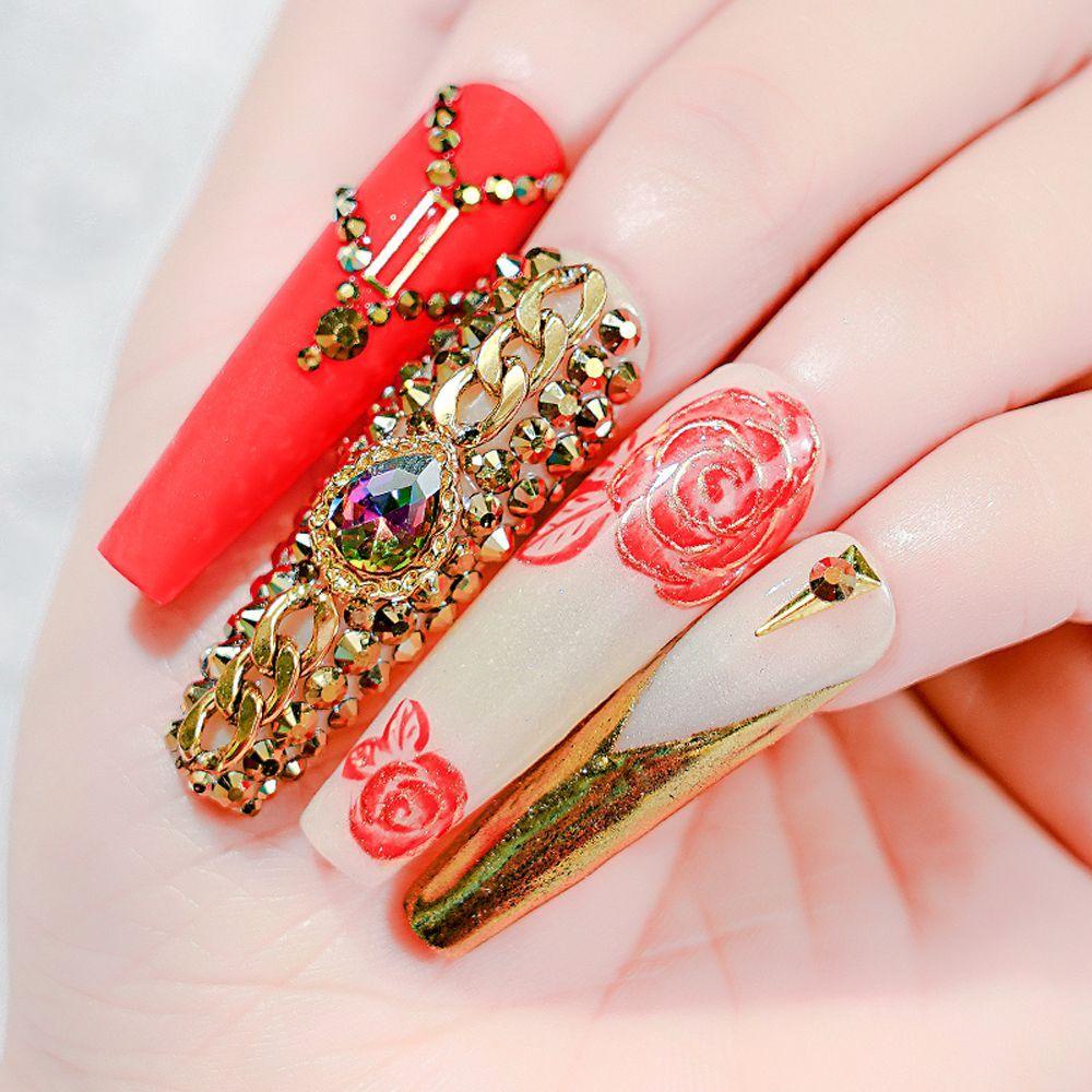 AUGUSTINA Agustina Kuku Berlian Imitasi Gadis Ukuran Campur AB Berlian Imitasi Datar Berlian Kuku Perhiasan DIY Manicure Aksesoris