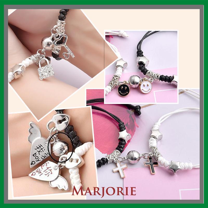 2 Pcs Fashion Magnet Gelang Palang Berbentuk Hati Kunci Gelang Wanita Pria Pasangan Perhiasan Aksesoris-MJD