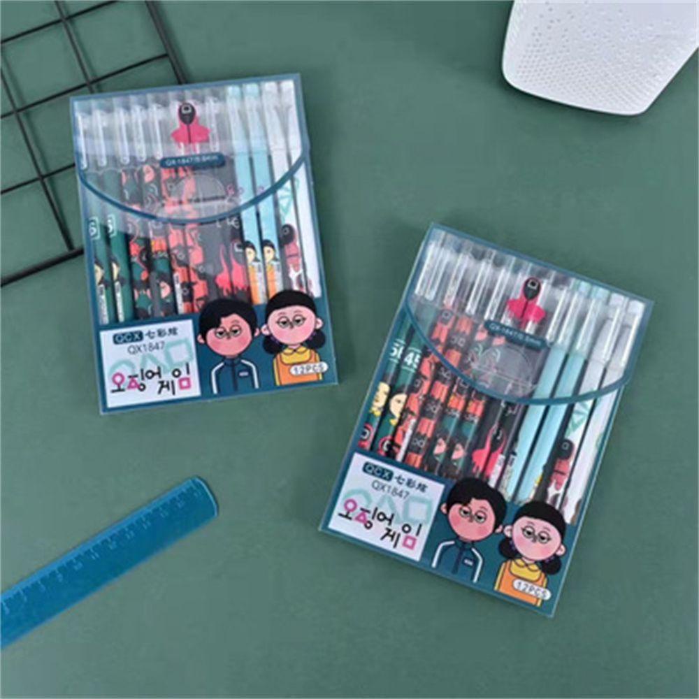 Agustina Squid Game Gel Pen 12 Pcs/Set Perlengkapan Diary Sekolah Ulang Tahun Siswa Hadiah Alat Tulis Pena Keren