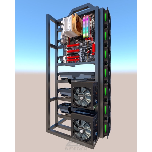 rig mining / rtx 3080 / rig mining 6VGA / rig mininh custom / casing pc custom