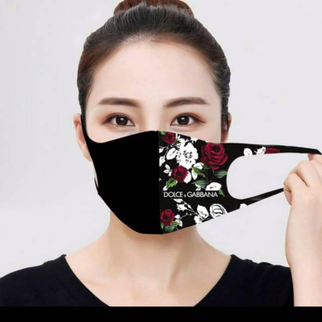 MASKER DOLCE & GABBANA - HITAM ORIGINAL |SCUBA LEMBUT PREMIUM/TEBAL |BUNGA CANTIK MODIS