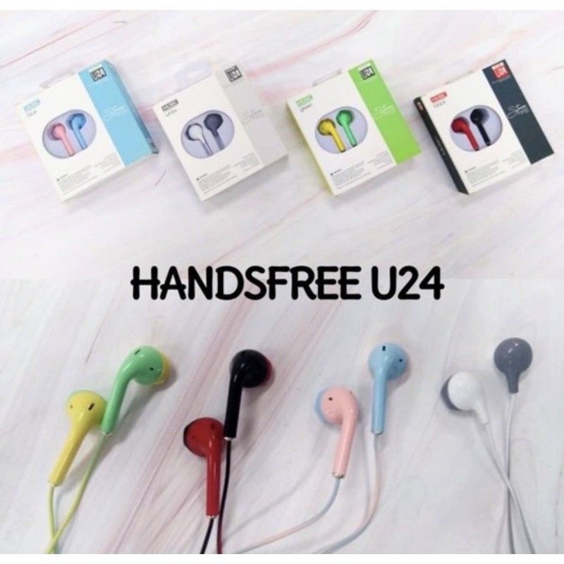 Earphone / Handsfree U24 Q24 macaron / Headset Macaroon Mate Color Hifi Extra Bass (kedubesacc)