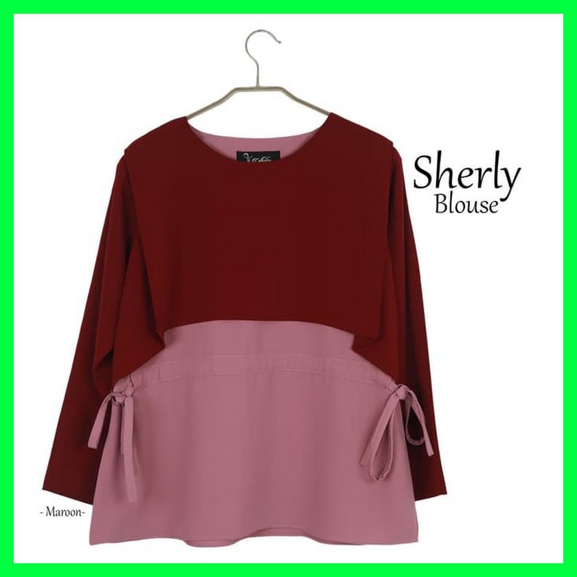Pakaian Wanita//Blouse// BAJU ATASAN WANITA BAJU BLOUSE  SHERLY BLOUSE ATASAN MULSIM MOTIF 2 WARNA