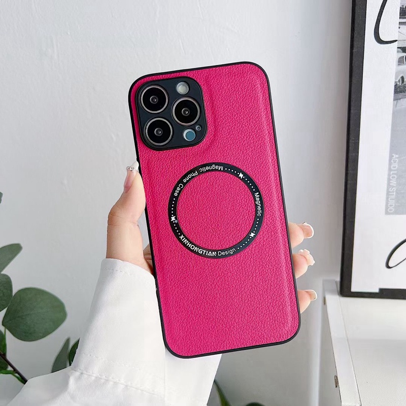 Case Pelindung Lensa Magnetik Bahan Kulit anti Slip shockproof Untuk iphone 14 pro max 11 13 12 pro max XR X Xs max