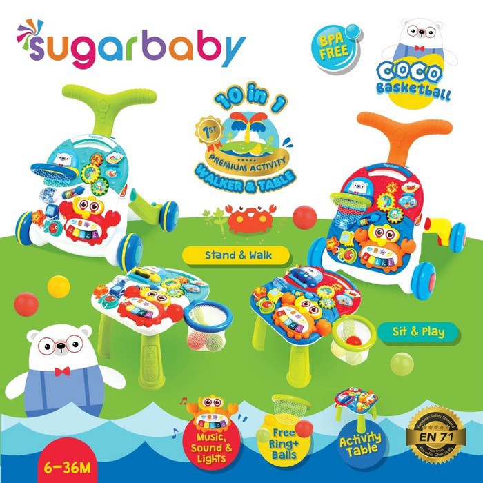 Sugar Baby 10IN1 Premium Activity Walker &amp; Table | Sugarbaby Push Walker Baby Walker