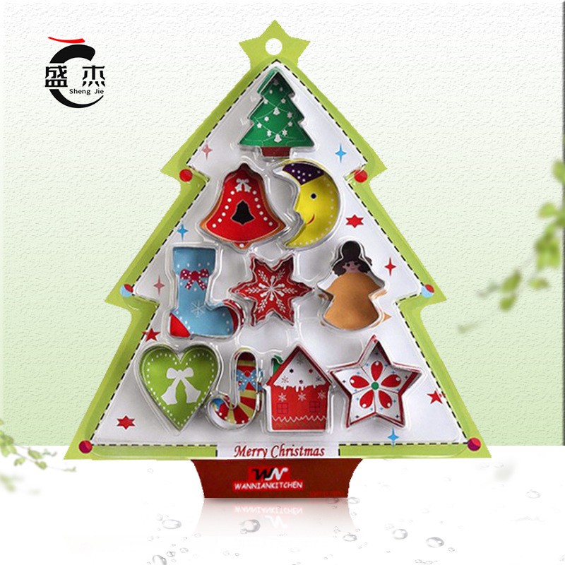 10pc stainless christmas cookie cutter / cetakan kue natal - xmas tree