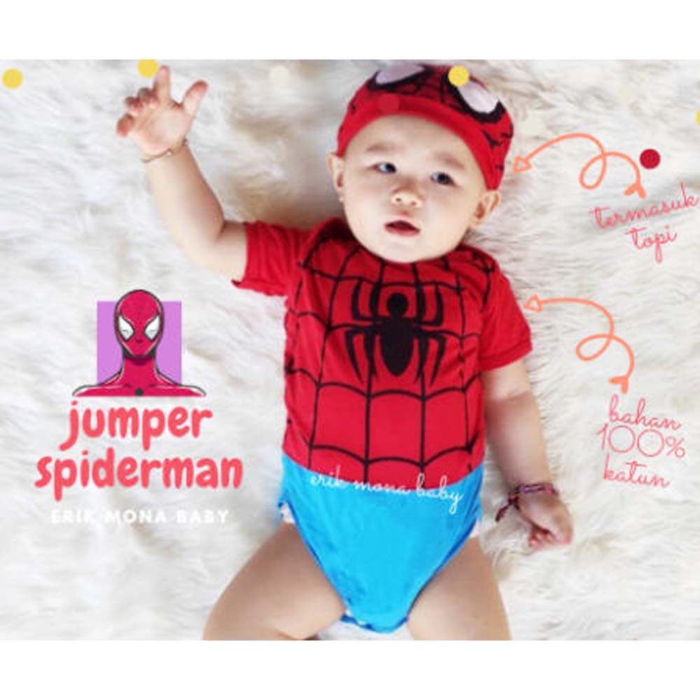 Baju Bayi Laki Laki Perempuan Jumper Lucu Karakter Bayi - Spiderman