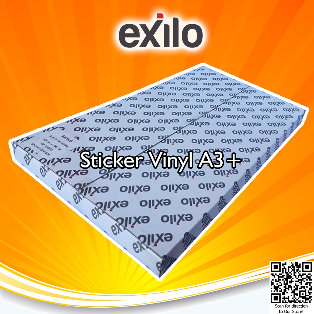 Exilo Sticker Vinyl Digital Print Laser Toner A3+ Gloss/Matte/Transparant Repack isi 25 Lembar Stiker Label Kemasan UMKM Anti Air Tidak mudah Sobek