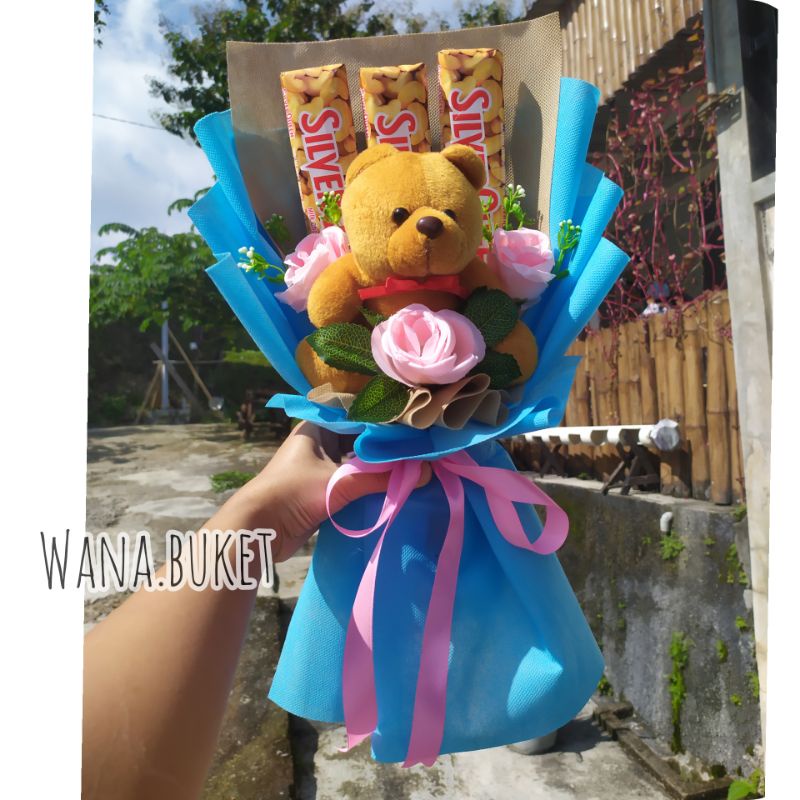 buket coklat valentine / buket boneka valentine / buket kado anniversary coklat 3 batang besar