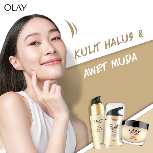 Olay Total Effects 7in1 Paket Hemat Perawatan Kulit Anti Aging Malam - Pembersih Wajah &amp; Moisturizer Malam