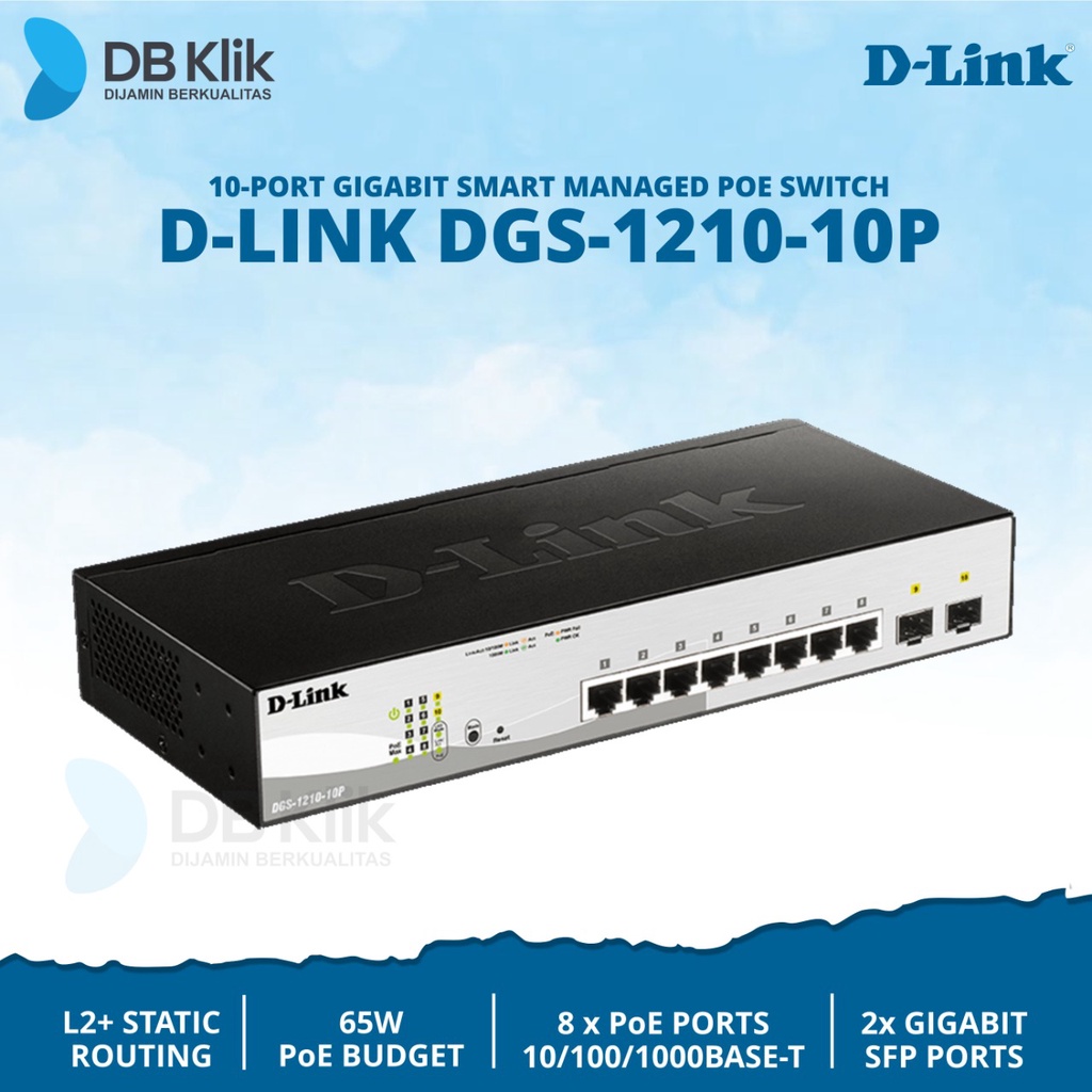 Switch D-LINK DGS-1210-10P 8PoE+2SFP Gigabit 65W Managed - DGS1210 10P