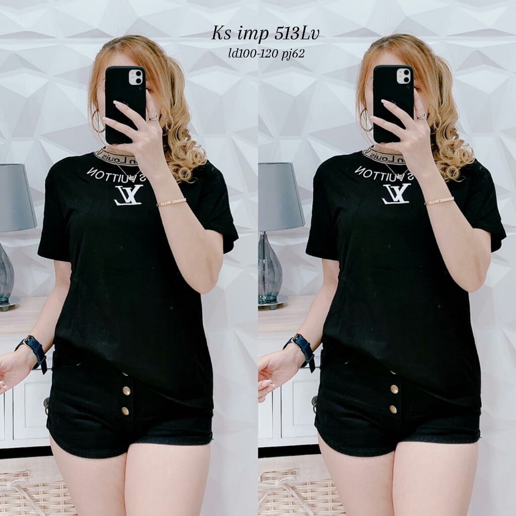 ATASAN KAOS WANITA IMPORT BAJU FASHION KEKINIAN LENGAN PENDEK LV KAOS IMPORT MURAH 513