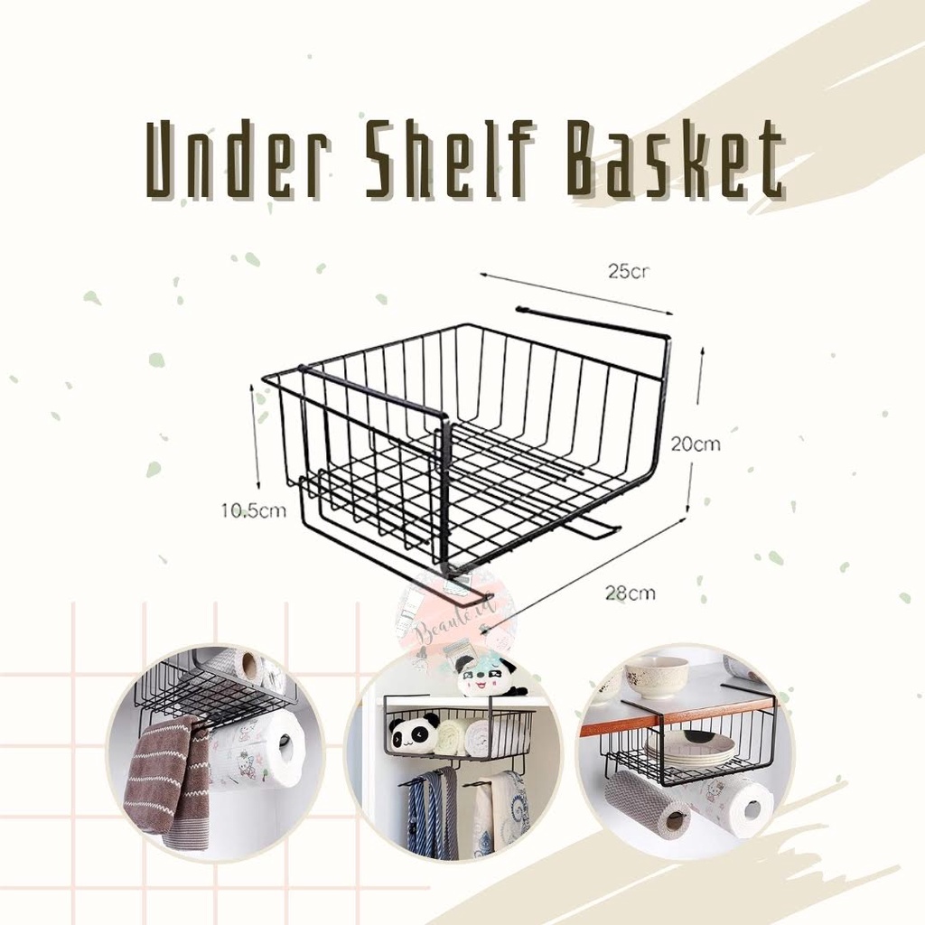 Rak Gantung Tambahan Bawah Lemari Pakaian Sela Laci Dapur Kamar Mandi Serbaguna Kuat Tebal Cabinet Door Organizer Storage Basket Rack