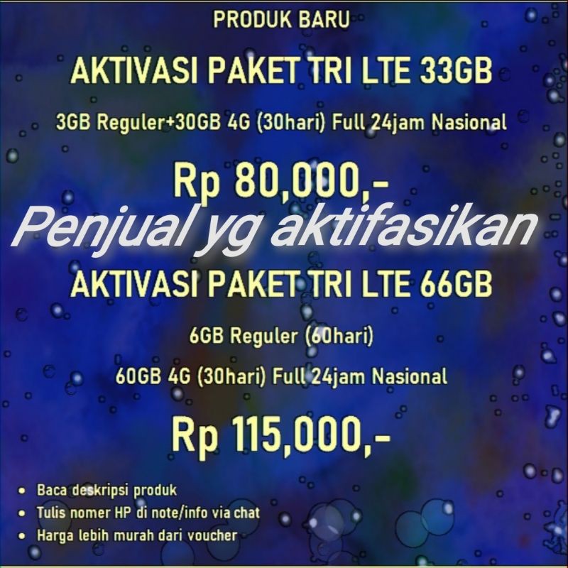 Paket Data Tri Inject Kuota Internet Tri / 3 / Three 4G ...