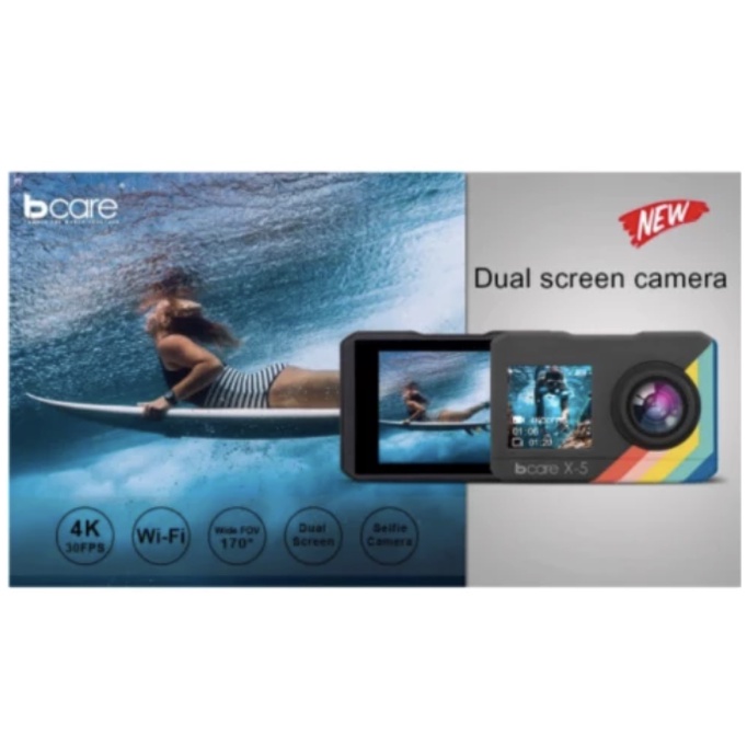 Bcare X5 Action Camera 4K 16MP Ultra HD Dual Screen Touch Screen Waterproof Action Camera