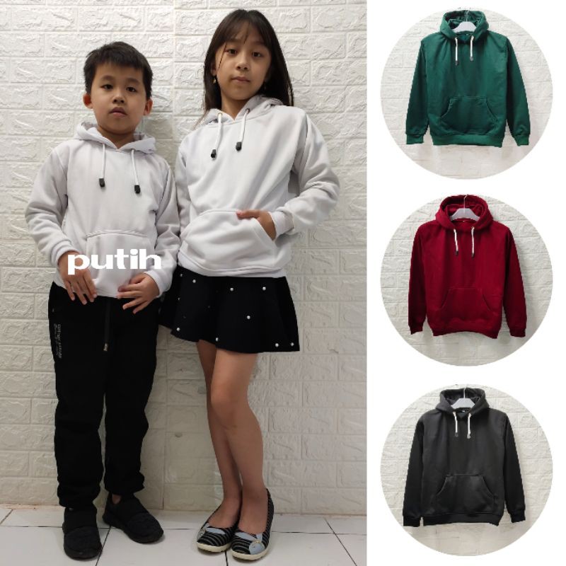 Sweater Hoodie Polos Anak Bahan Fleece