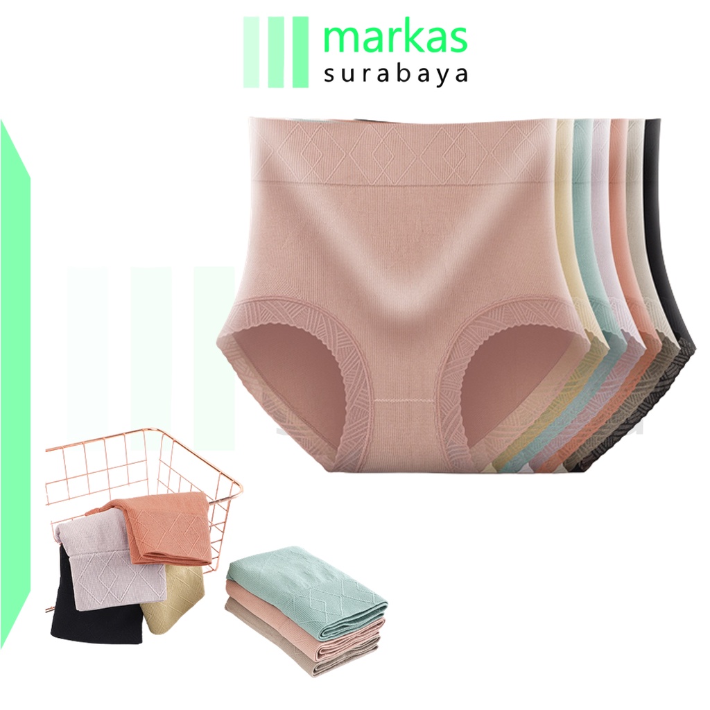 MARKAS W235 Celana Dalam Highwaist Polos Pakaian Dalam Wanita High Quality Berkualitas