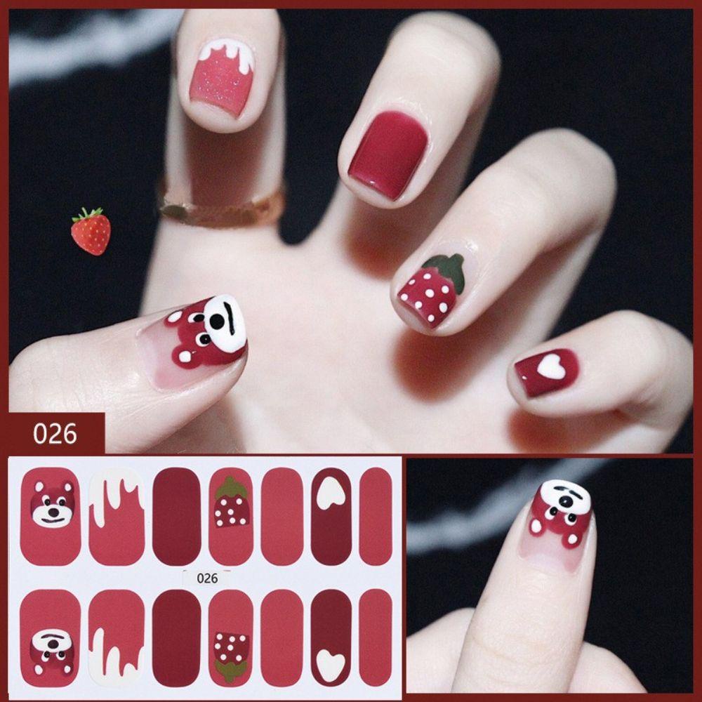 AUGUSTINA Agustina Self-Adhesive Stiker Kuku Kreatif Manis Kupu-Kupu Tahan Air Salon Kuku Nail Art Slider DIY Nail Decals