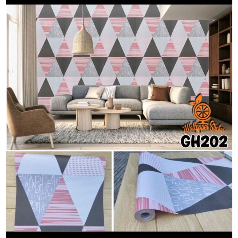 Wallpaper sticker dinding motif segitiga 45cmx 10m gh202