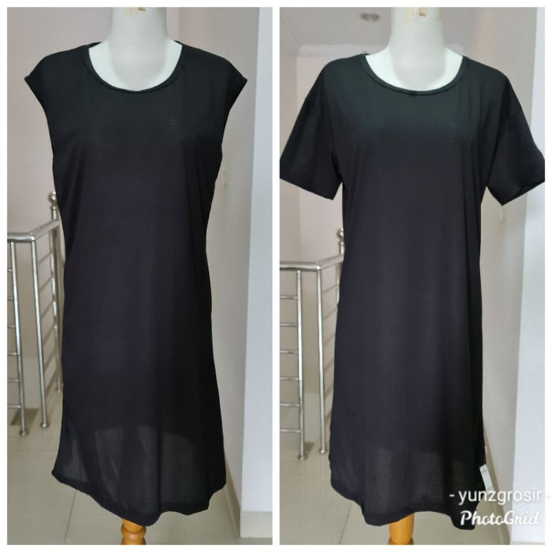 Dress Polos Tangan Pendek dan Buntung Hitam Jumbo