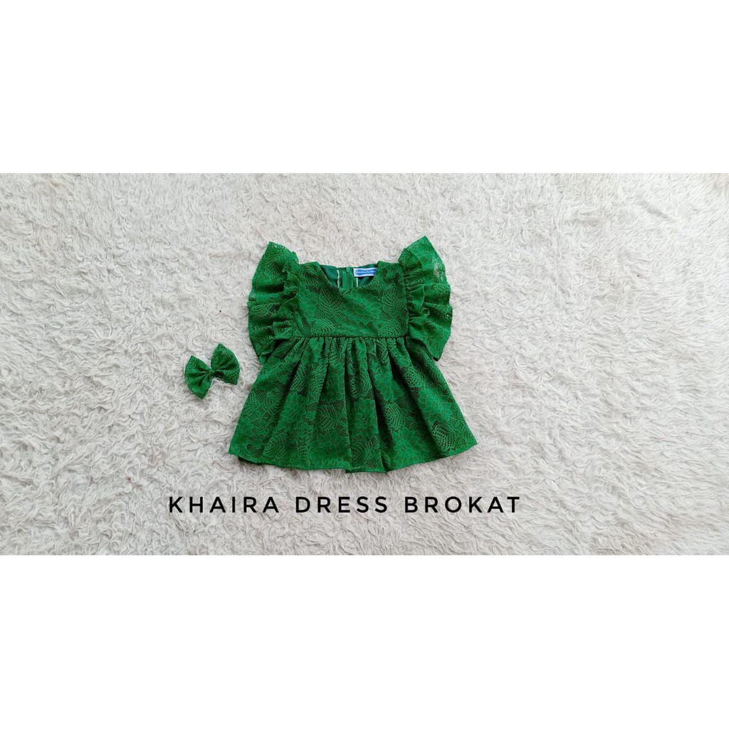 KHAIRA DRESS BROKAT WARNA HIJAU BOTOL