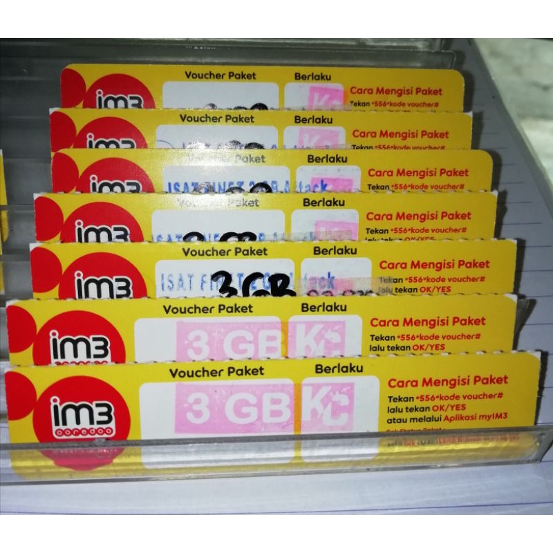Voucher Kuota iM3/indosat 3 GB (masa berlaku 30 hari)