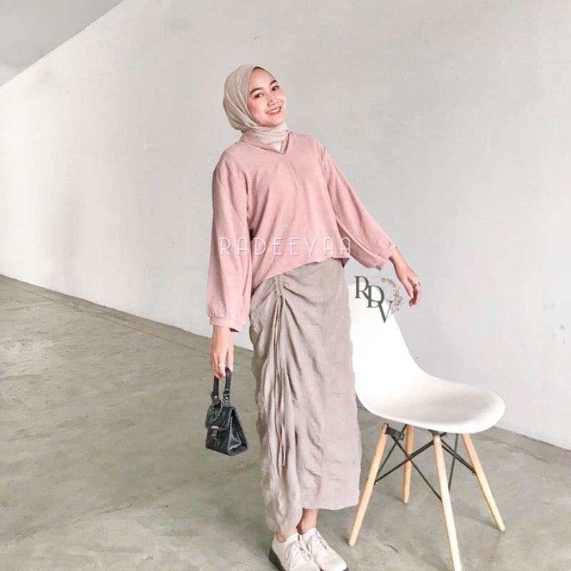 BLOUSE BASIC LUNA KERAH SANGHAI ATASAN SIMPLE CRINKLE AIRFLOW