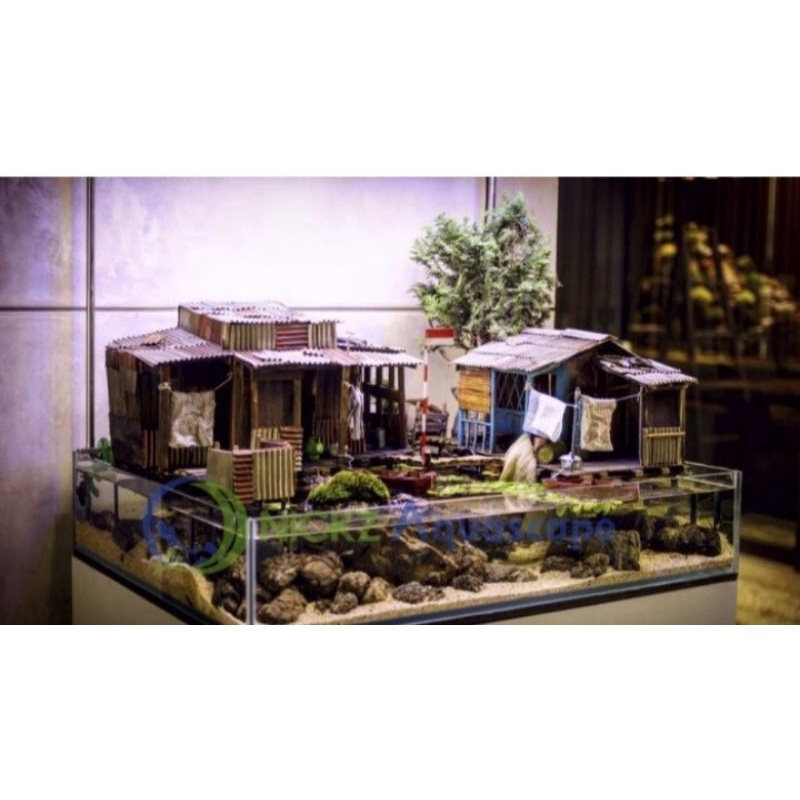 Miniatur Diorama rumah hiasan Aquarium 60 cm