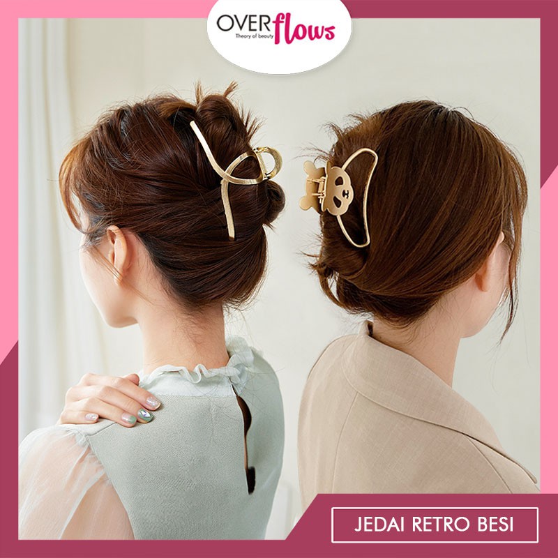 OVERFLOWS.ID Jepit Jedai Rambut Bahan Logam Besi Emas Untuk Wanita Jepitan Rambut Import Ala Korea