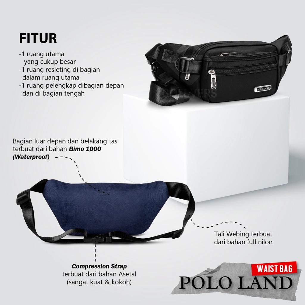 Polo Land Tas Selempang Waist Bag Pria Casual Trendy Waterproof