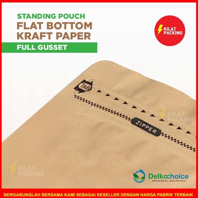 PLASTIK KLIP FLAT BOTTOM KRAFT PAPER FULL GUSSET PREMIUM MURAH SATUAN