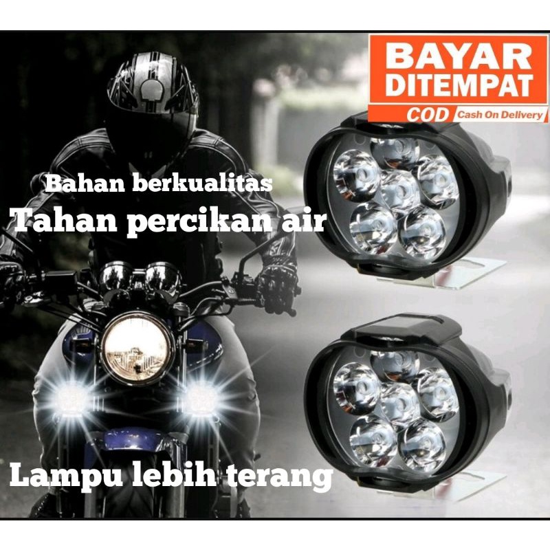 ( COD ) LAMPU LED SOROT TEMBAK 6 MATA PUTIH TERANG VARIASI LAMPU MOTOR