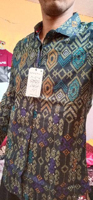 Kemeja Batik Lengan Panjang Long Green Batik Songket Hijau Slimfit Murah Distro 5958
