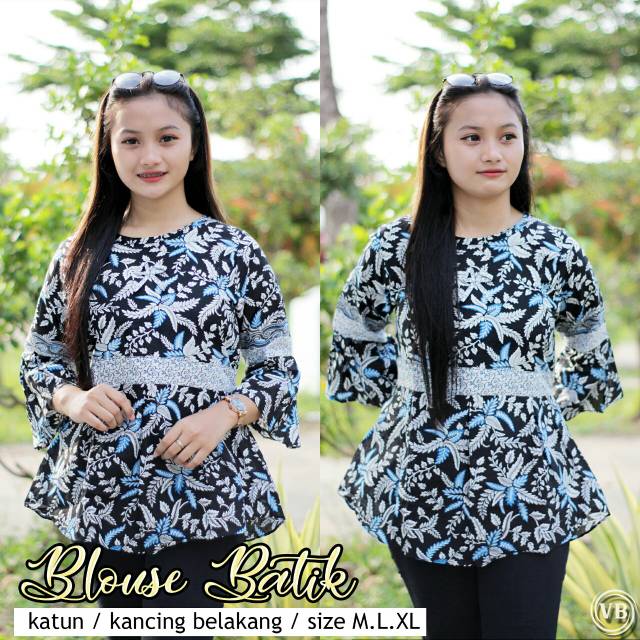 HOT SALE ATASAN BATIK FASHION BATIK BLOUSE BLUS BATIK WANITA KANTORAN SERI LONCENG BATIK CAHAYA