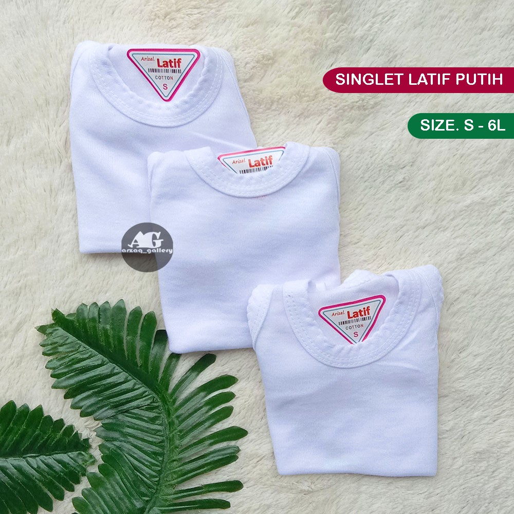 6 Pcs - Singlet Latif  Putih polos  | singlet anak | Koas Kutang Anak | Singlet Anak | Kaos Dalam Katun | Singlet Putih