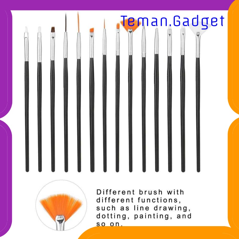 TG-FE365 NELBEAUTY BRUSH KUTEK KUKU PRO NAIL ART DOTTING TOOLS 15 PCS - N1800