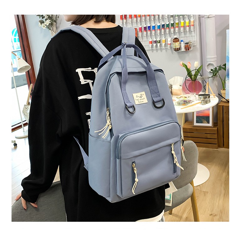 TB-64 set 4 pcs tas wanita ransel sekolah kampus pouch canvas bag import korea jepang