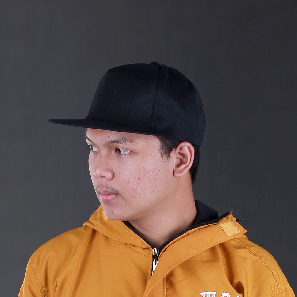 TOPI SNAPBACK PRIA KASUAL WARNA NAVY HITAM POLOS ORIGINAL 557