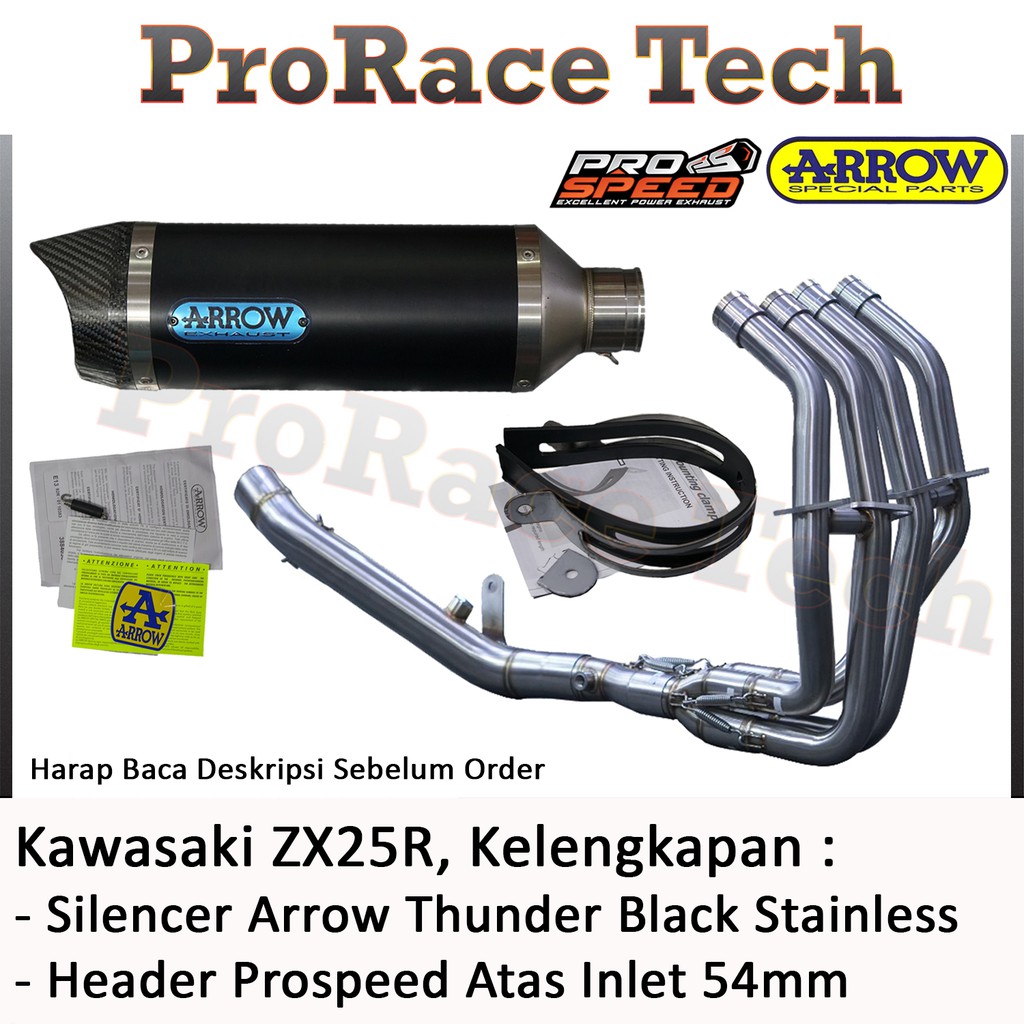 Knalpot Arrow Exhaust Thunder Black ZX25R Fullsystem Header Atas / Underbelly