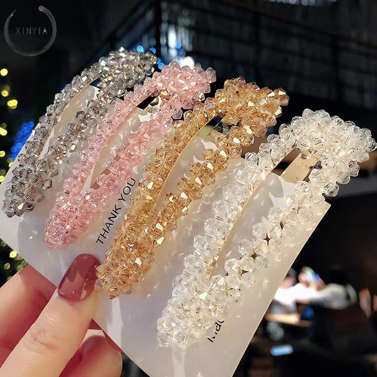 Jepit Rambut Hairclip Model Barrette Dengan Crystal Gaya Korea Wanita Hairpin