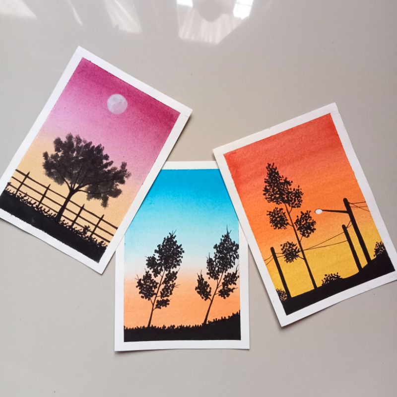 

Lukisan watercolor 3 pcs - media watercolor paper