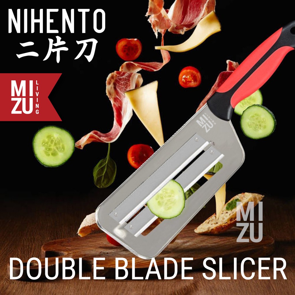 MIZU NIHENTO Pisau Iris Double Blade Slicer Knife Penyisik Ikan Stainless Steel